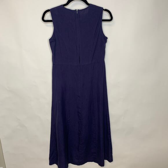 Vintage Blue Purple A Line Dress 100% Silk Sz 4 - Picture 10 of 10
